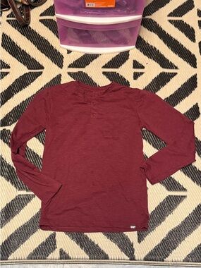 DKNY Maroon Long Sleeve Henley Shirt